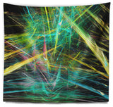 Green Yellow Magical Fractal Pattern Abstract Wall Tapestry, 92"x78"