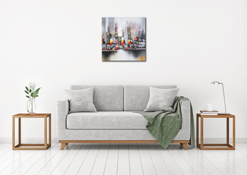 Hand Painted Abstract City View Wall Decor Artwork I