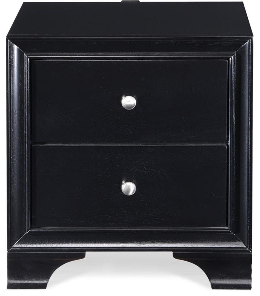 ClickDecor Edmond 2 Drawer Nightstand with USB Black