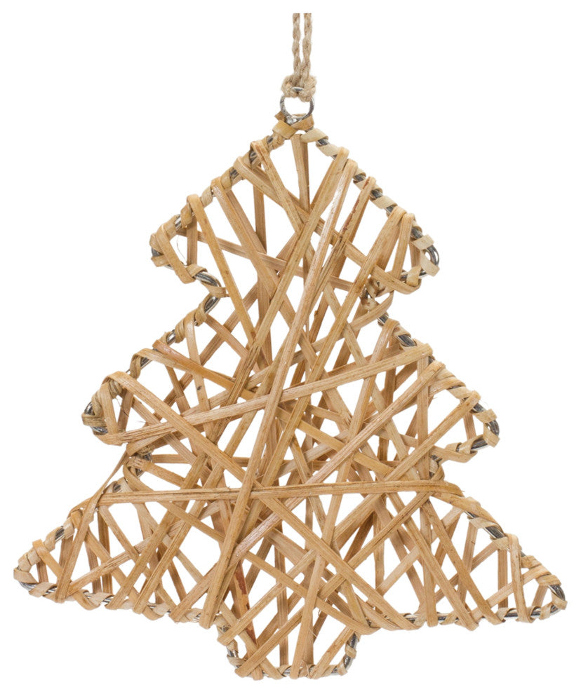 Woven Rattan Star and Tree Ornament, 12-Piece Set