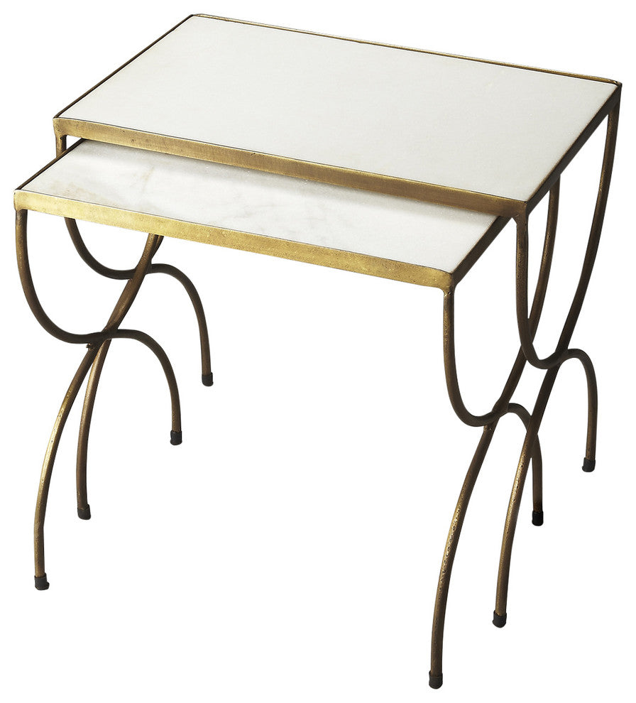 Butler Bacchus Marble and Iron Nesting Tables