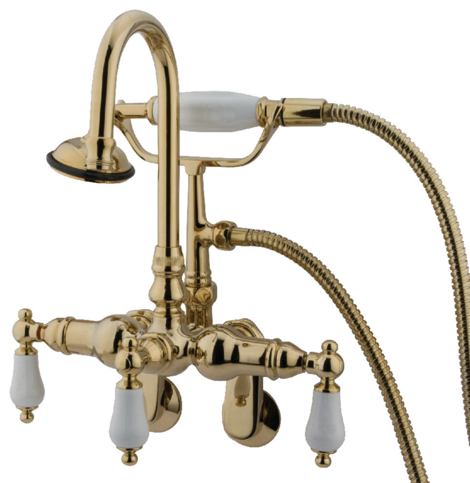 Kingston Brass Adjustable Center Wall Mount Tub Faucet, Polished Brass