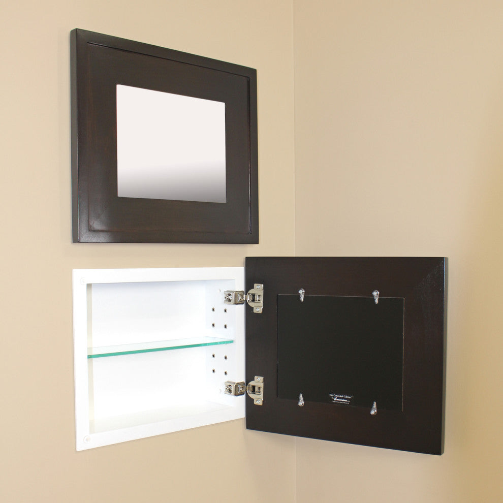 14x11 Landscape Mirrored Medicine Cabinet, Coffee Bean