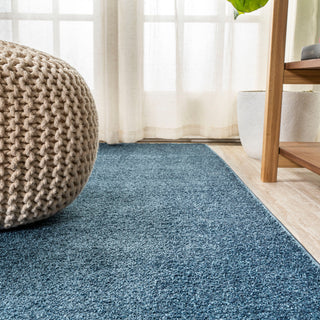 Haze Solid Low-Pile Runner Rug, Navy, 8 X 10
