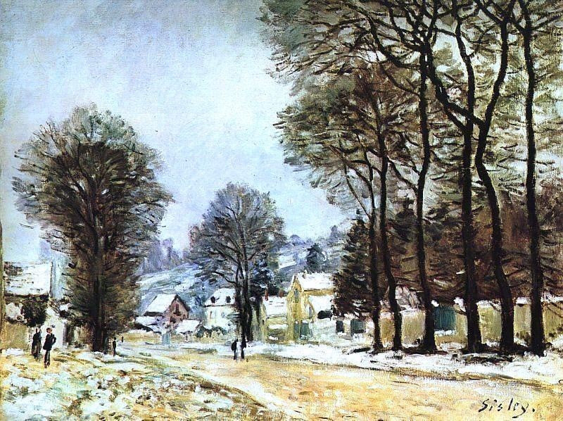 Alfred Sisley Snow at Louveciennes, Gallery Wrapped Canvas Print, 21"x28"