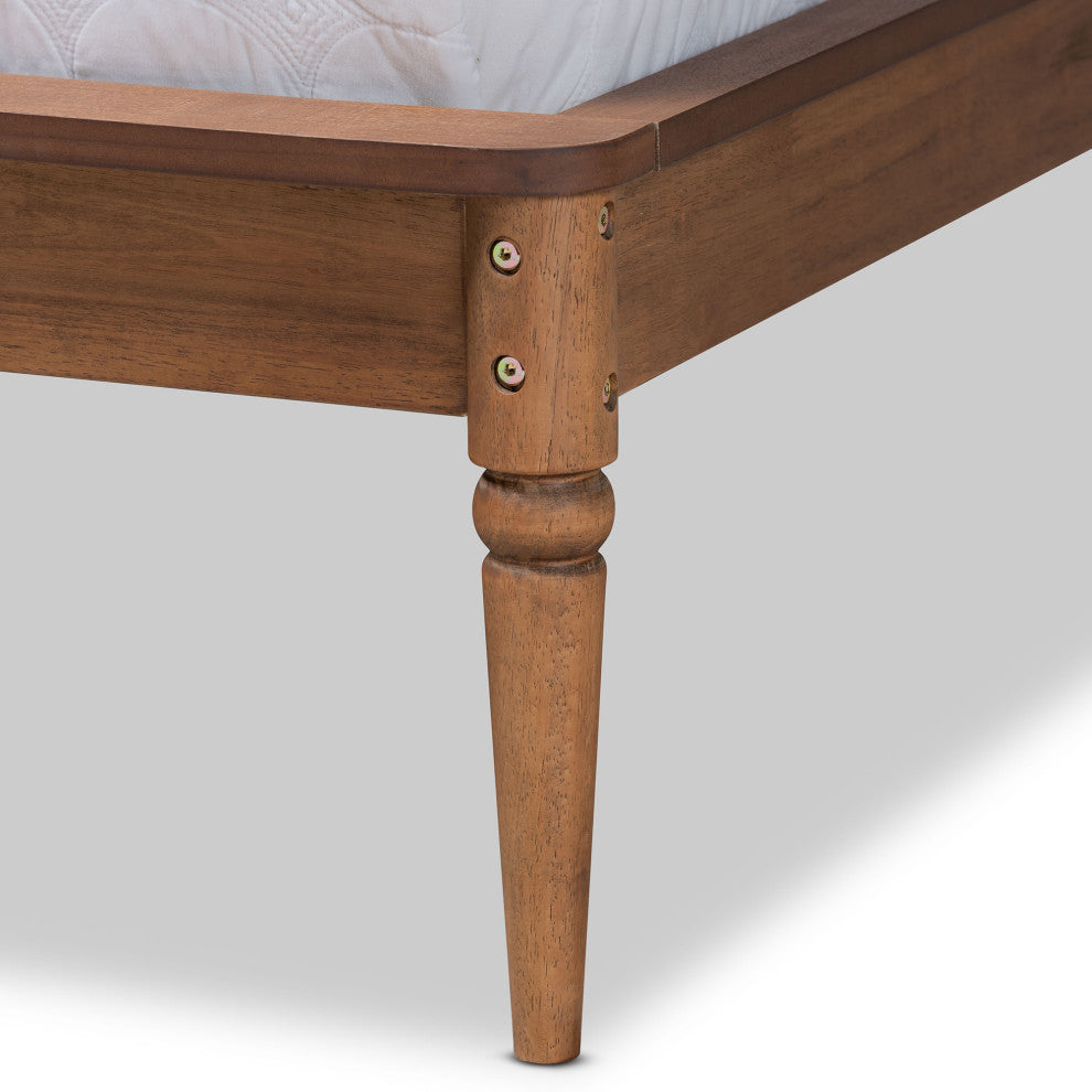 Starr Traditional Queen Size Bed Frame, Walnut Brown