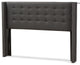 Ginaro Dark Gray Button-Tufted Nail Head King Size Winged Headboard