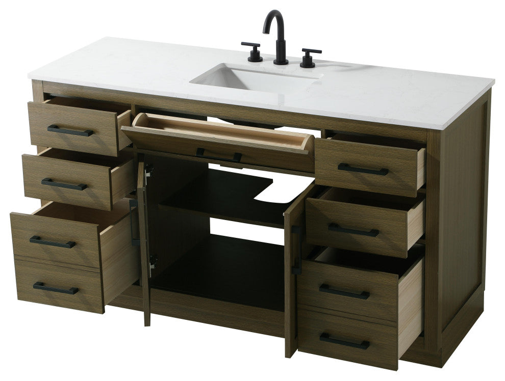 Home Living 60" Single Bathroom Vanity, Chestnut Brown