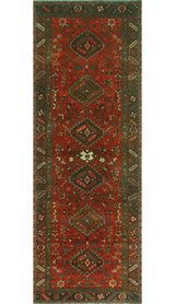 Fine Vintage Distressed Daryl Red/Charcoal Runner, 3'9 x 10'10
