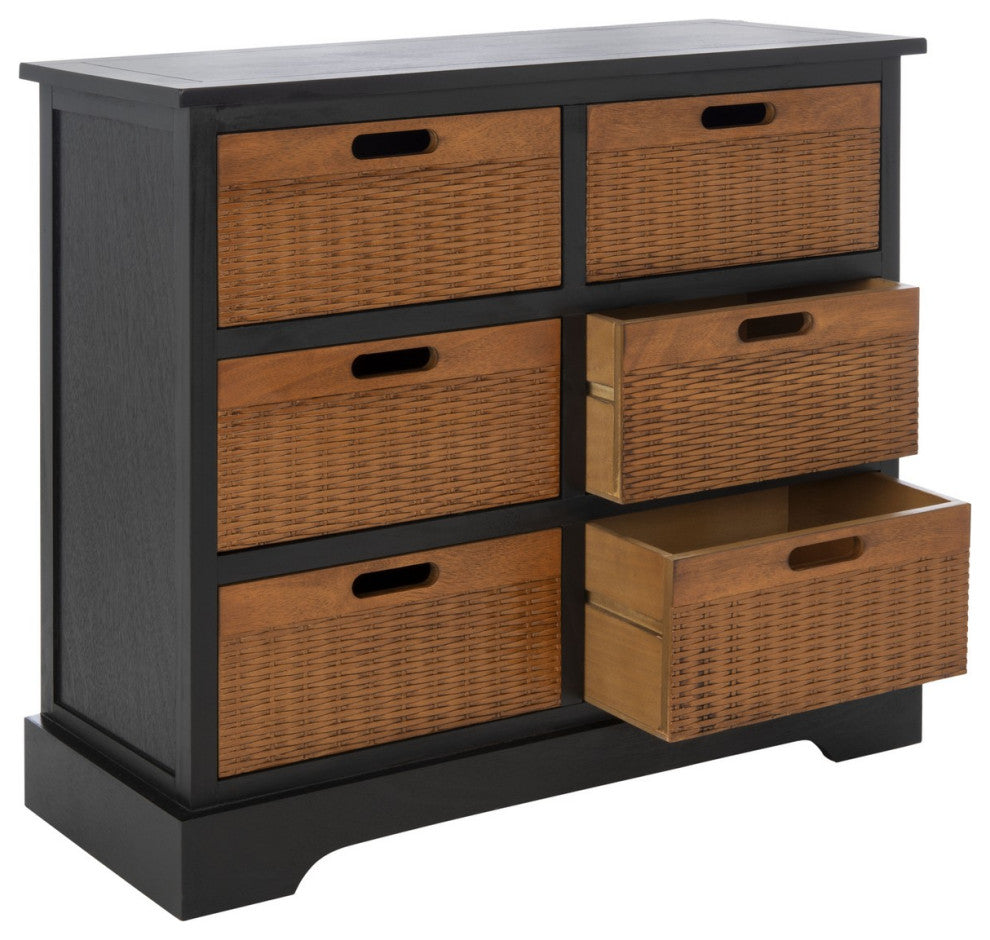 Safavieh Landers 6 Drawer Storage Unit, Black