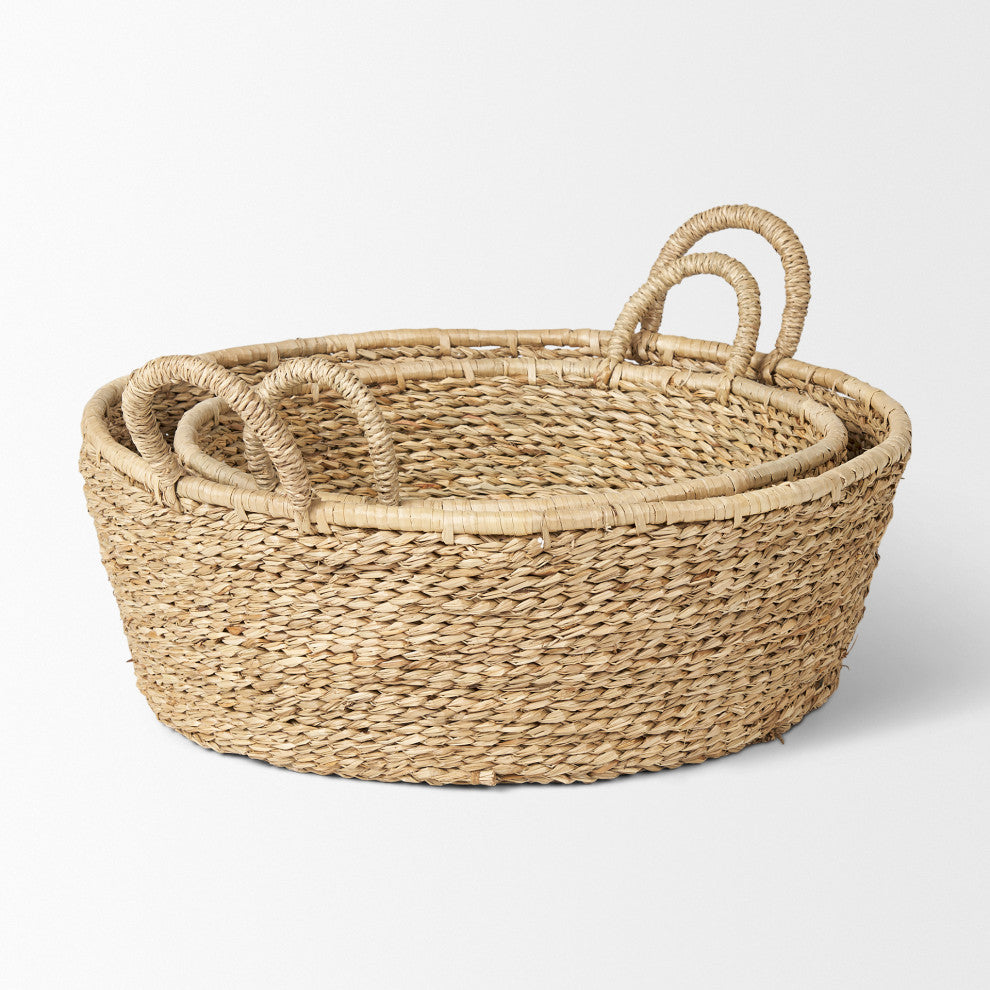 Ayanna Set of 2 Deep Nesting Seagrass Baskets With Handles