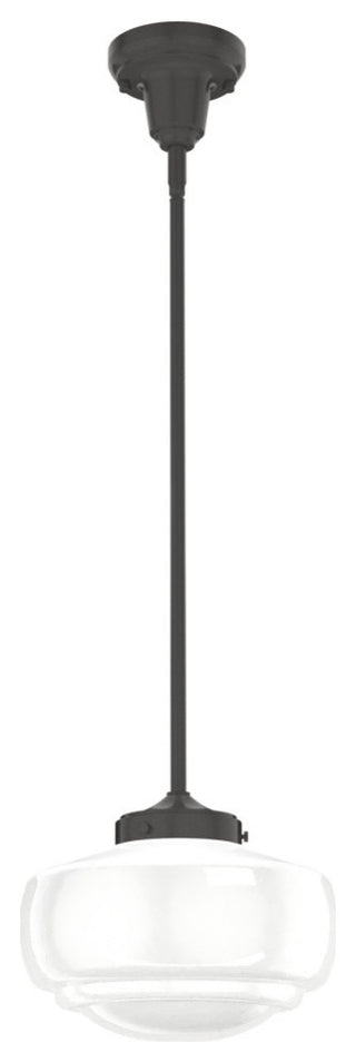 Hunter 10" Saddle Creek Noble Bronze 1-Light Cased White Glass Pendant Fixture