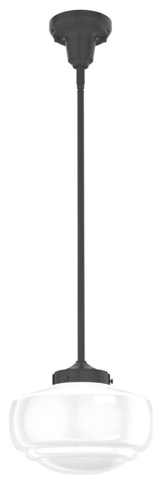 Hunter 10" Saddle Creek Noble Bronze 1-Light Cased White Glass Pendant Fixture