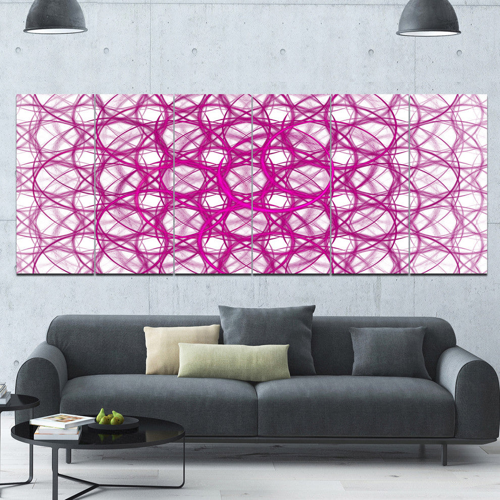 Pink Unusual Metal Grill, Abstract Canvas Wall Art, 70"x28", 6 Panels
