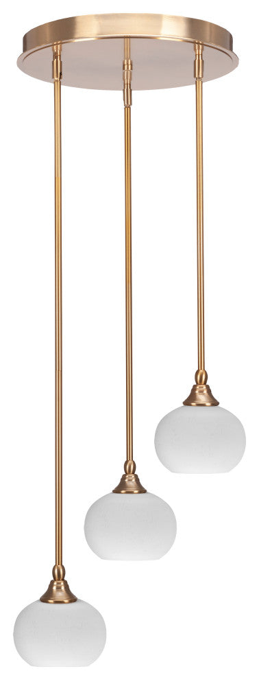 Empire 3-Light Cluster Pendalier, New Age Brass/White Muslin