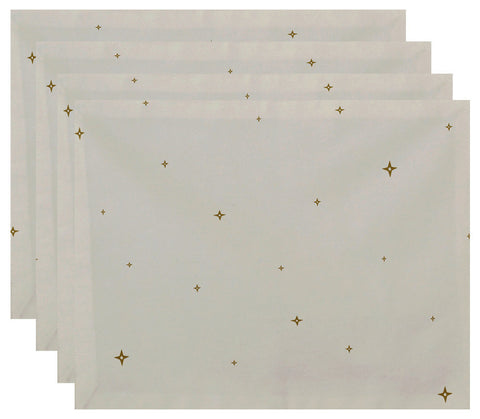 Shining Stars, Holiday Geometric Print Placement, Ivory And Cream, Set of 4