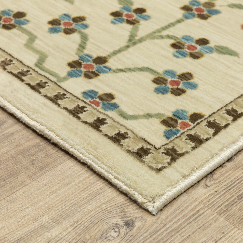 Fabienne Oriental Floral Indoor Area Rug, Ivory, 2'3"x7'6"