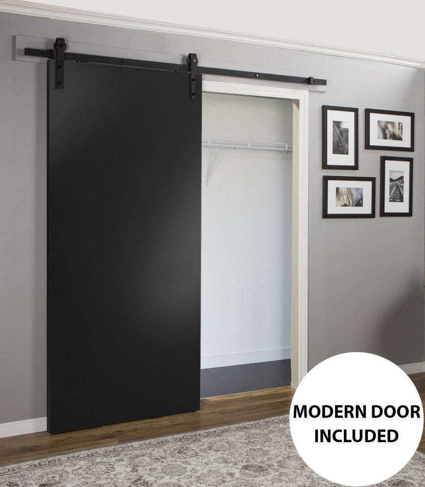 Barn Door 30 x 96 & Hardware | Planum 0010 Black Matte | 6.6FT Rail Kit