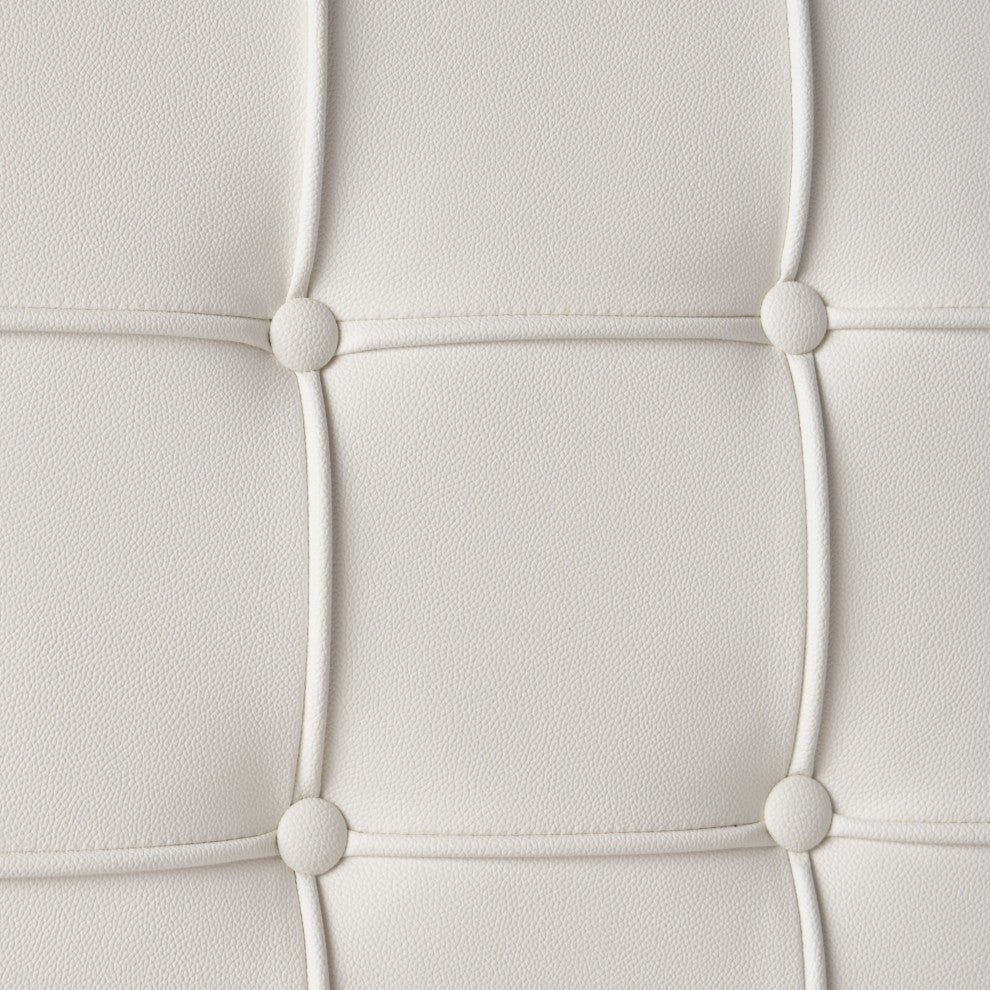 GDF Studio Pandora Modern Button Tufted Bonded Leather Dining Chairs, Set of 2, White