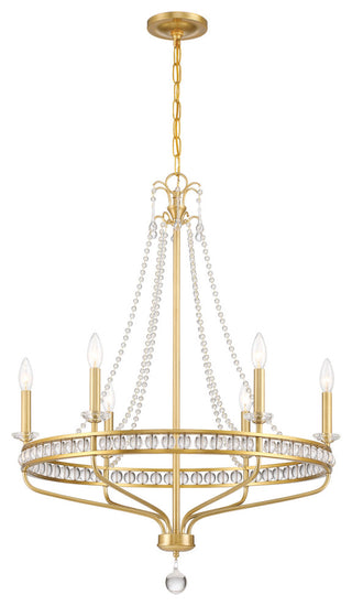 Crystorama Lighting Group SEV-1806 Seville 6 Light 28"W Beaded - Aged Brass