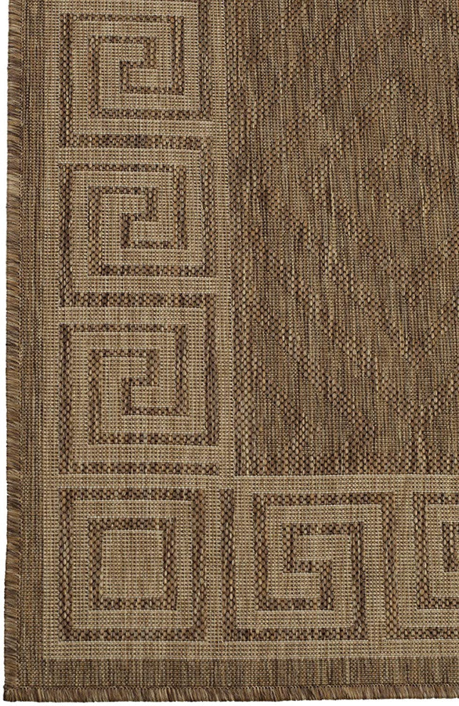 Outdoor Collection Geometric Area Rug - UV Safe Rug, Neutral, 5'3"x7'6"