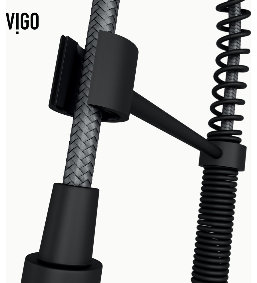 VIGO Edison 19" H Single Handle Pull-Down Sprayer Kitchen Faucet, Matte Black, No Sensor, Without Extras