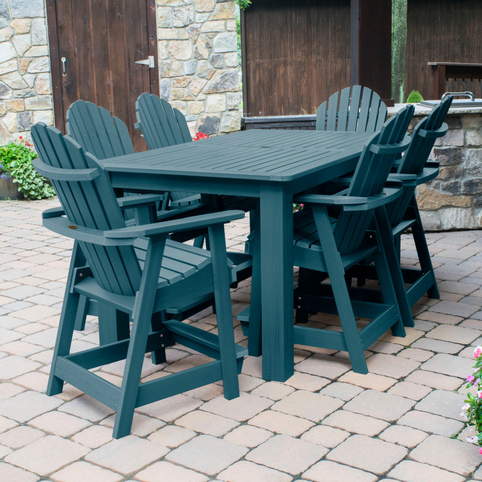 Muskoka 7-Piece 42x72 Counter Bistro Dining Set, Weathered Acorn, Nantucket Blue