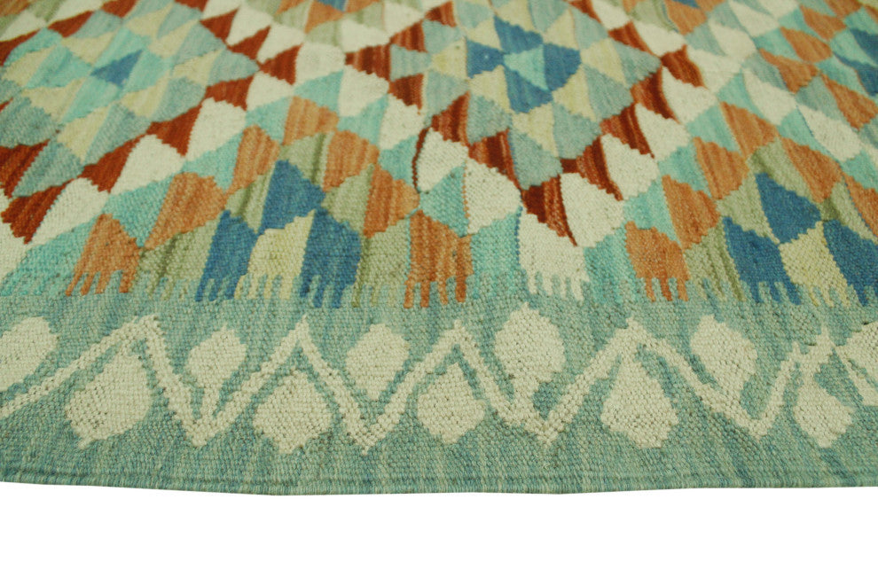 Sangat Kilim Jamshid Light Blue/Orange Rug, 4'3x5'4