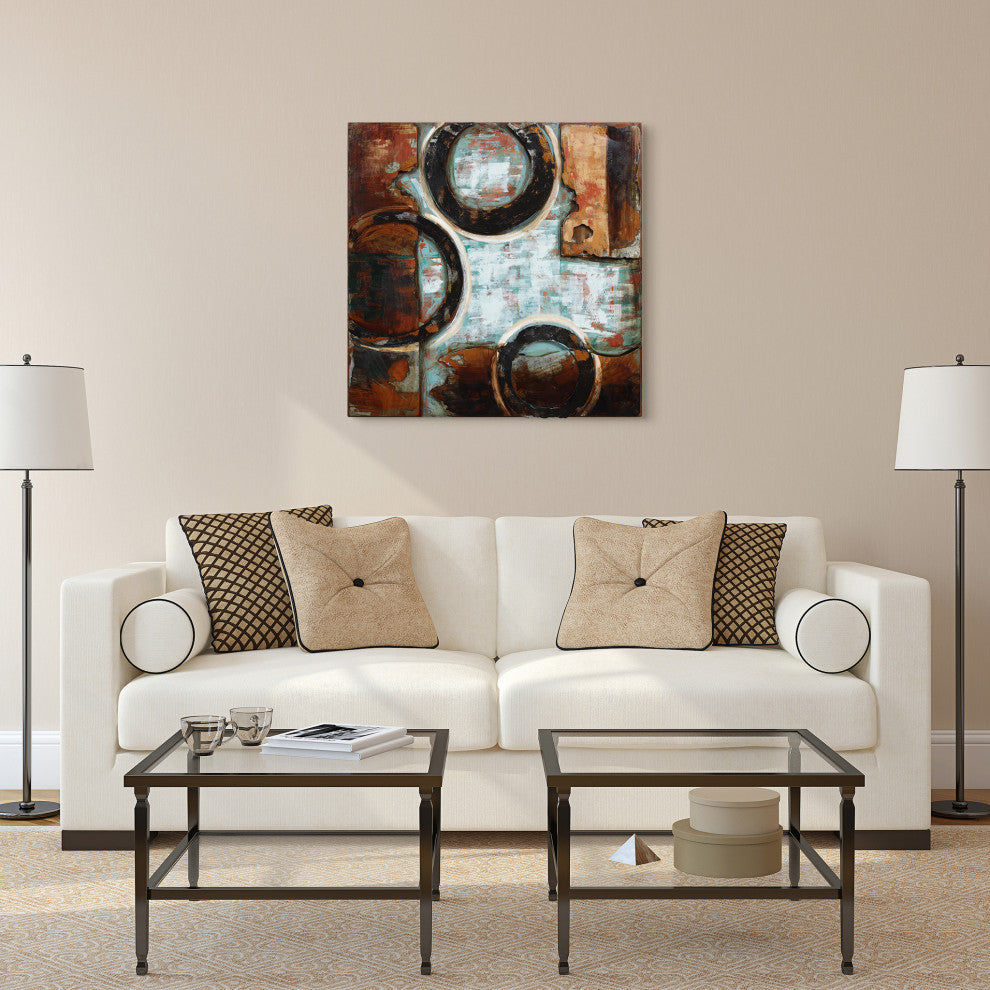 "Revolutions" Abstract Mixed Media Iron Hand Painted Dimensional Wall Art