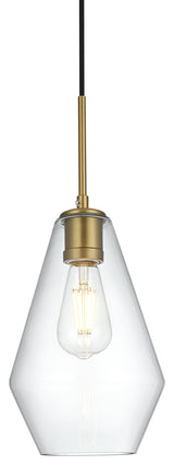 Home Living 7" Pendant Clear Shade, Satin Gold
