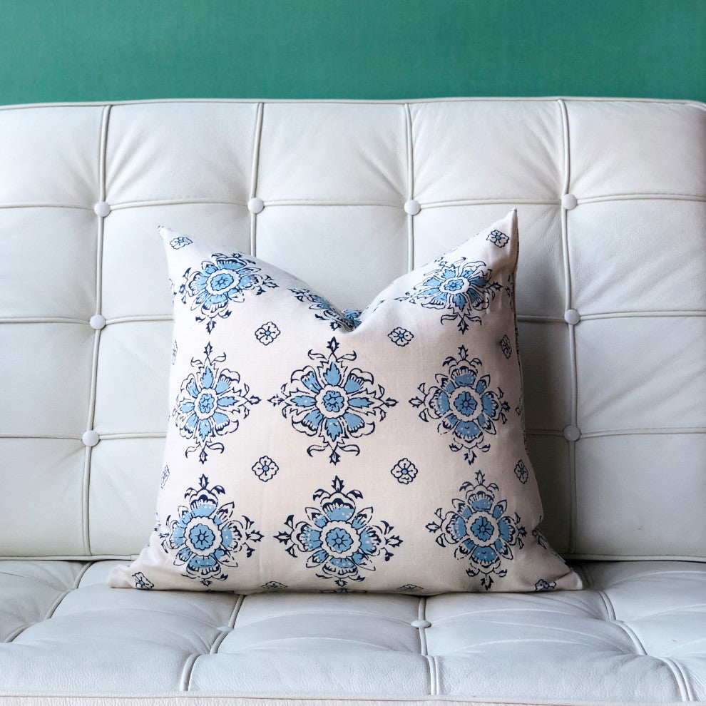 Pillow Decor - Medallion Handprint Lake 16X16 Throw Pillow