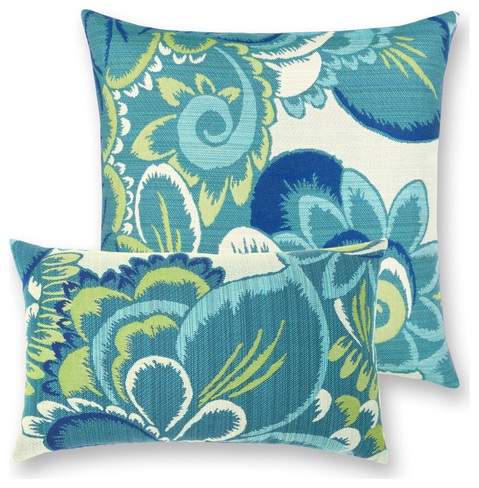Floral Wave Lumbar Indoor/Outdoor Performance Pillow, 12"x20"