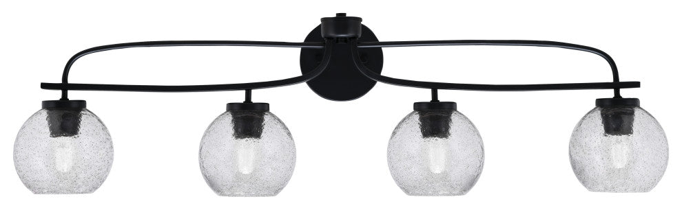 Cavella 4 Light Bath Bar, Matte Black Finish, 5.75" Smoke Bubble Glass