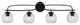 Cavella 4 Light Bath Bar, Matte Black Finish, 5.75" Smoke Bubble Glass