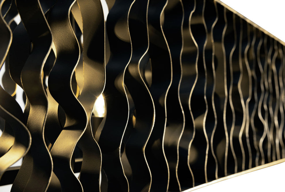 Estela 6-Lt Linear Pendant - Matte Black/French Gold