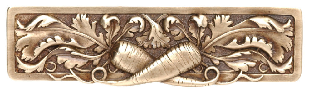 Leafy Carrot Pull Antique Brass, Antique Brass