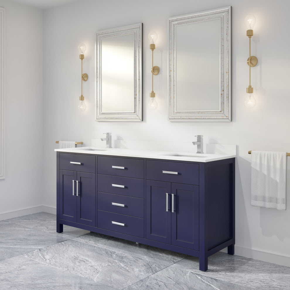 Kali Vanity with Power Bar and Drawer Organizer, Navy Blue, 72"