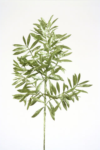 23" Emerald Green Glittered Olive Leaf Spray