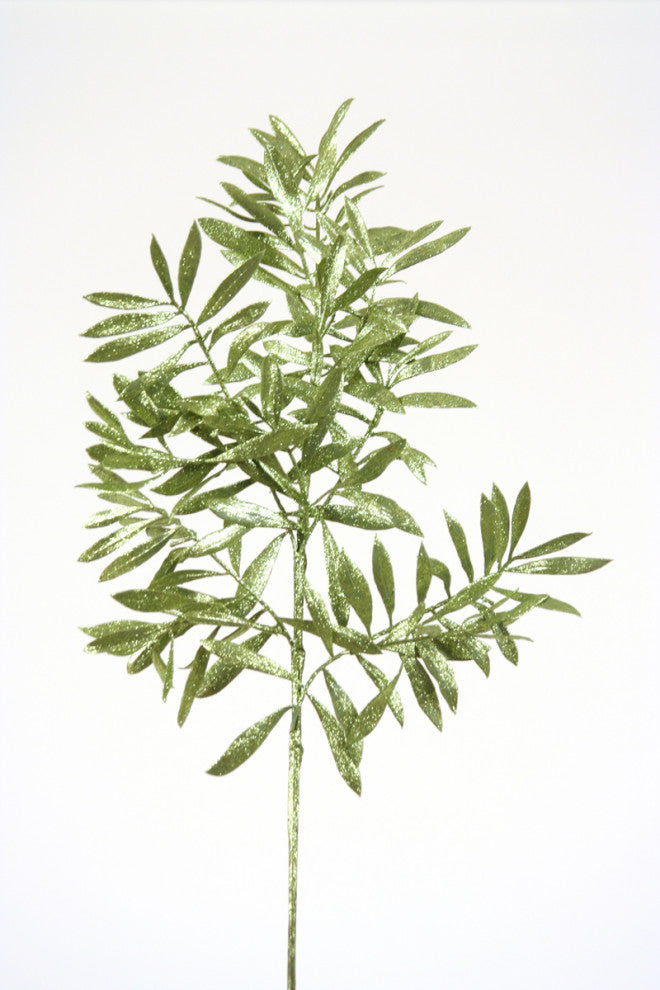 23" Emerald Green Glittered Olive Leaf Spray
