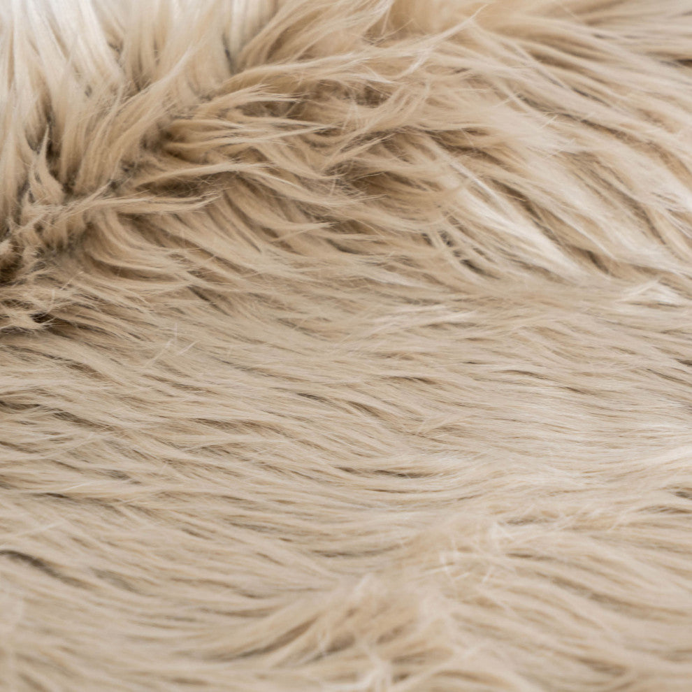 Plush and Soft Faux Sheepskin Fur Shag Area Rug, Light Brown, 6' X 9'