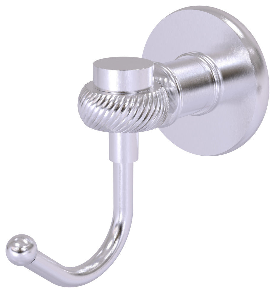 Continental Robe Hook With Twist Accents, Satin Chrome