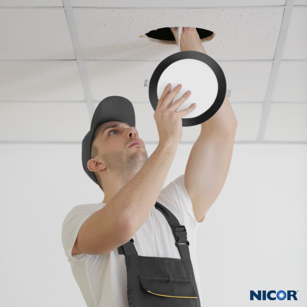 REL Series 8" Round Black Canless LED Downlight, 2700K