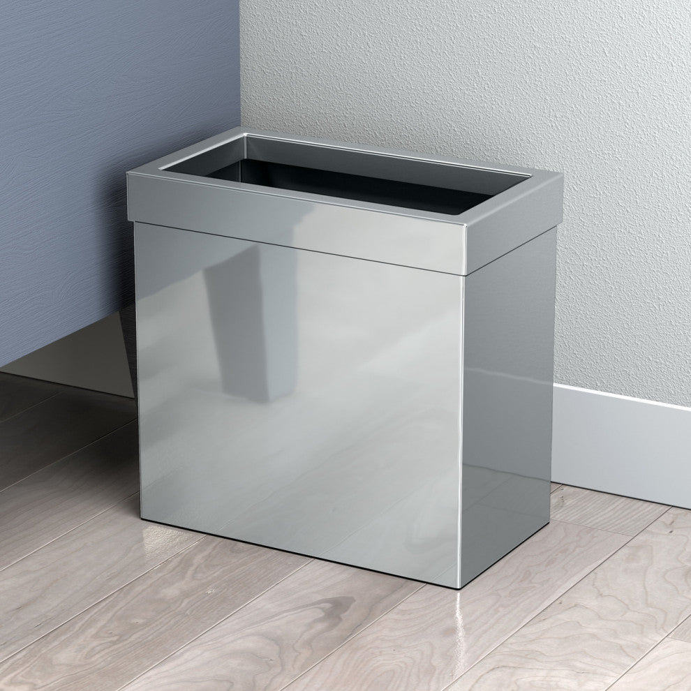 Rectangle Wastebasket, Chrome