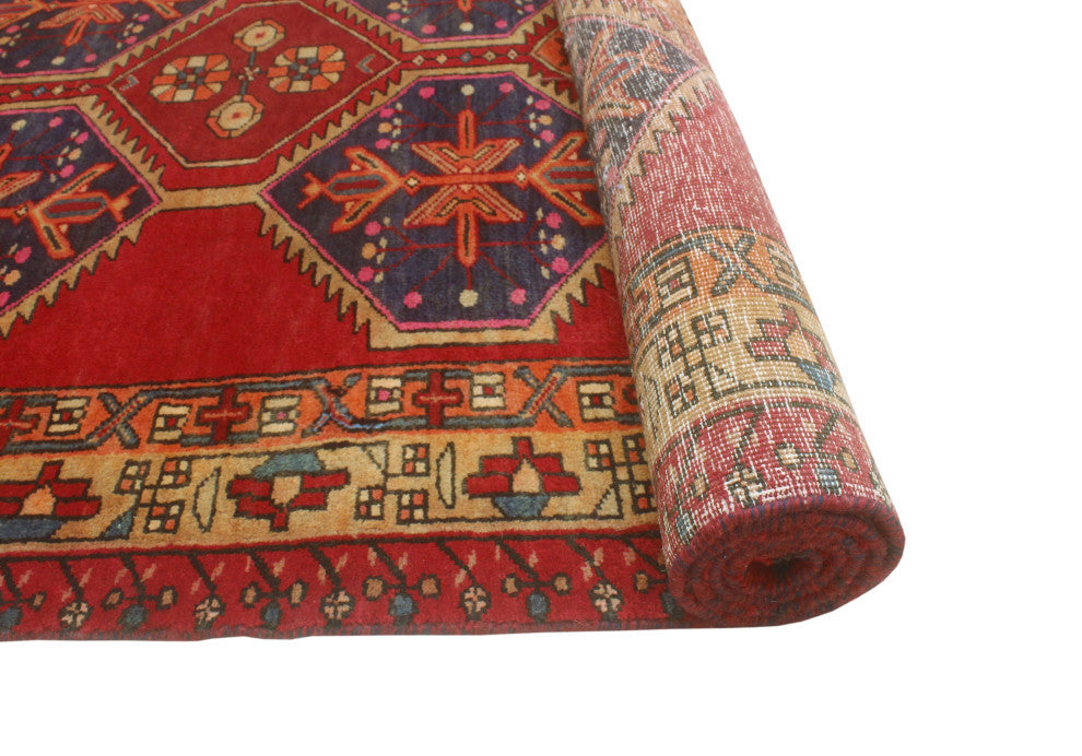 Fine Vintage Distressed Ghafaar Red/Beige Runner, 4'1x10'2