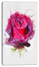 Watercolor Dark Red Rose Sketch, Floral Canvas Art Print, 16"x32"