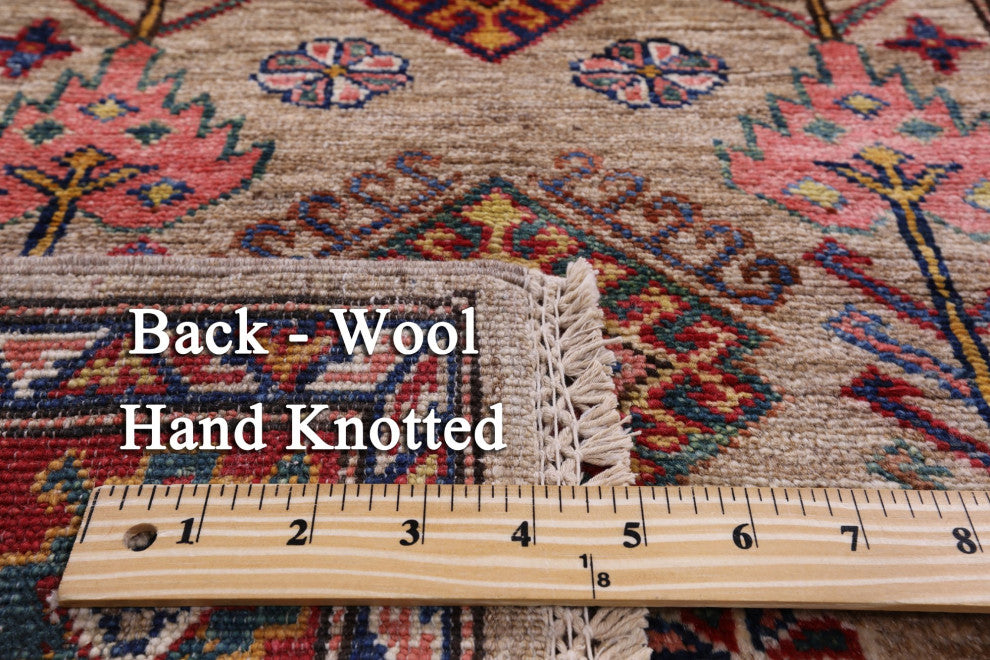 2' 7" X 9' 10" Runner Super Kazak Hand-Knotted Wool Rug Q7705