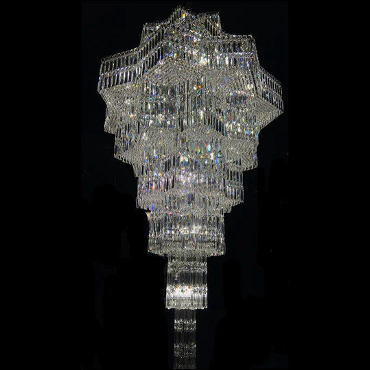 Luxury Extra Large Plaza Multi-Tier Crystal Chandelier, 39.4D"x70.9H"