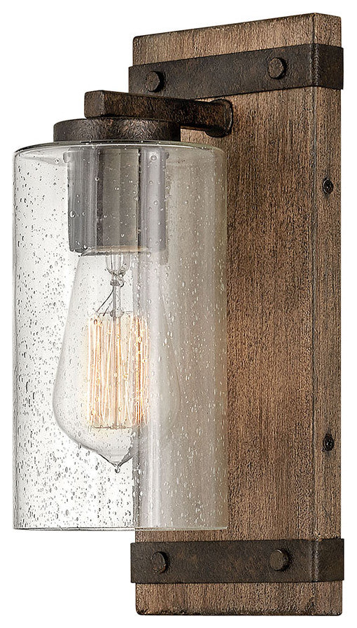 Hinkley Sawyer 11" Single Light Vanity Wall Sconce, In Sequoia + Iron Rust
