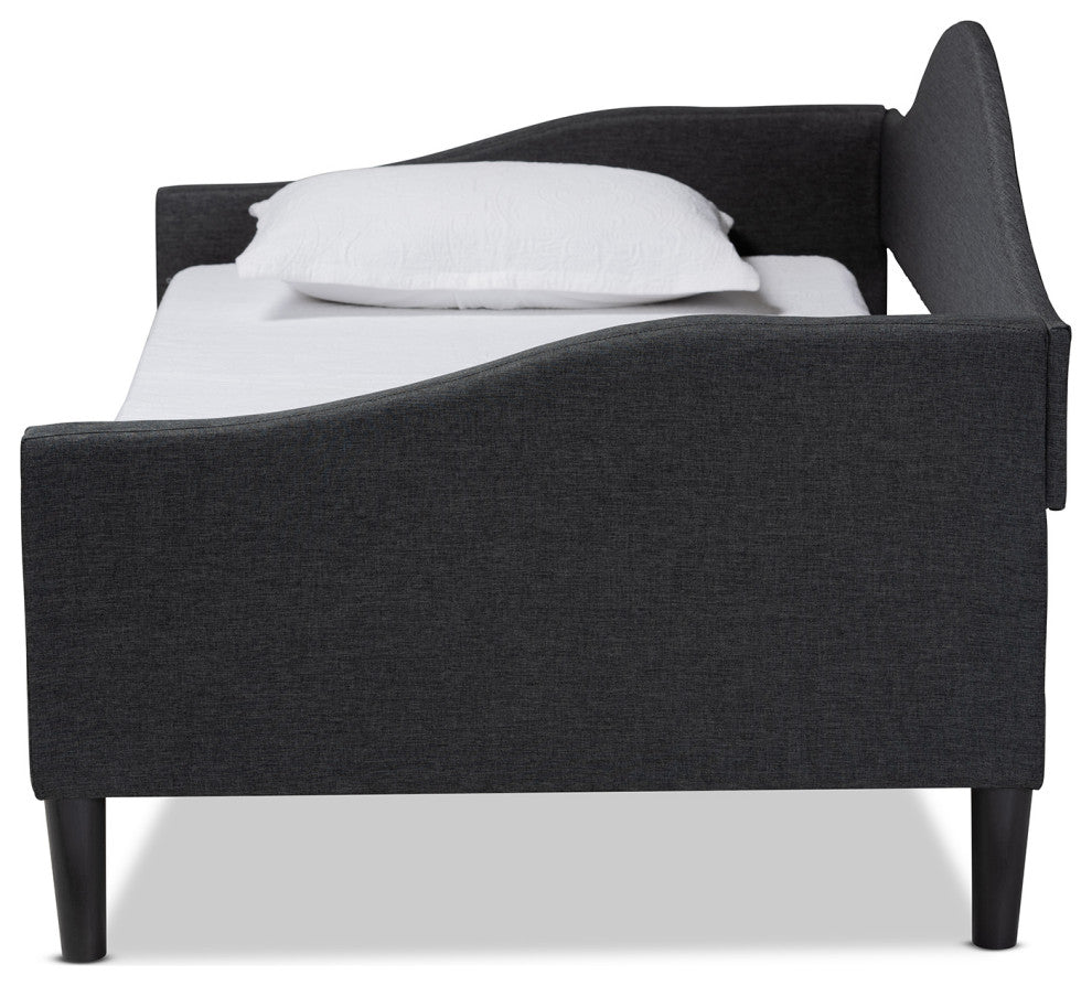 Selena Contemporary Fabric Upholstered Twin Daybed, Charcoal