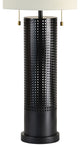 Hopper Iron Black Table Lamp With Off-White Cotton Shade